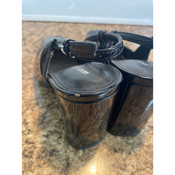 Marc Fisher Black Patent Leather Square Toe Slingback Heels For Women Size 7 1/2 - Picture 4 of 13